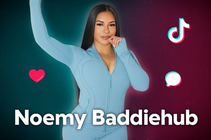 Noemy Baddiehub intro image with TikTok gradient background